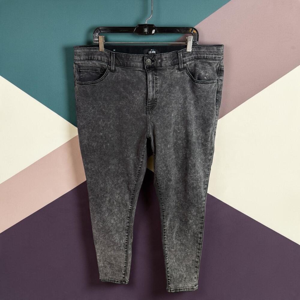 Lularoe Women's 40 Black Acid Wash Magic Waist Stretch Skinny Jeans READ